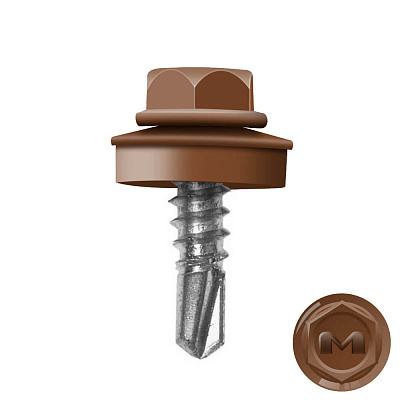 Саморез кровельный DAXMER по металлу RAL8007 Темное дерево (Каштан) 5,5 19мм